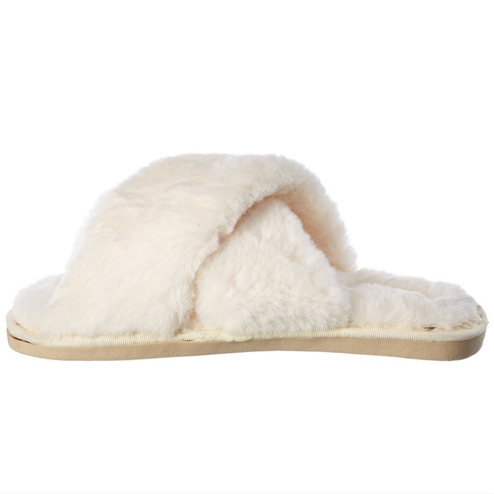 Nwt Casa Clara Ava White Criss Cross Faux Fur Slipper Size Large (40-41) — image 3 of 8